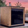 sauna cube en thermowood vitrage intima black