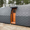 pod igloo sauna finlandais noir en bois thermotraité